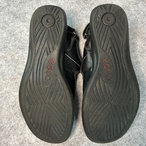 Ecco Women's Babett 3 Strap Leather Comfort Sandals Black Hook & Loop Size 8.5 - Picture 10 of 10